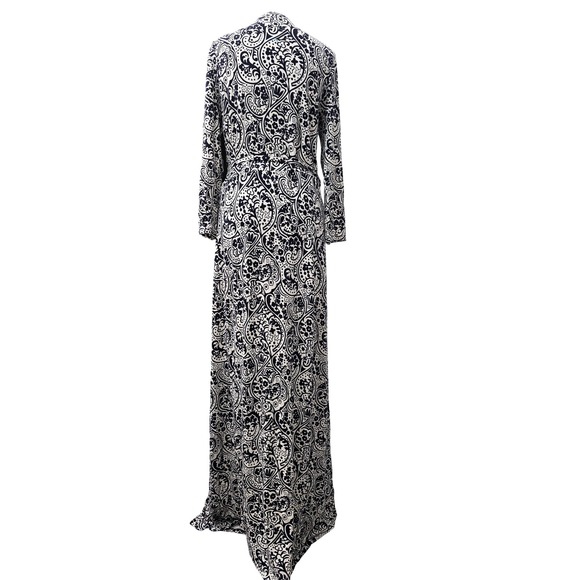 Boden Paisley Maxi Wrap Dress Black White Long Sleeve Boho Women US 10 classic - Picture 5 of 5
